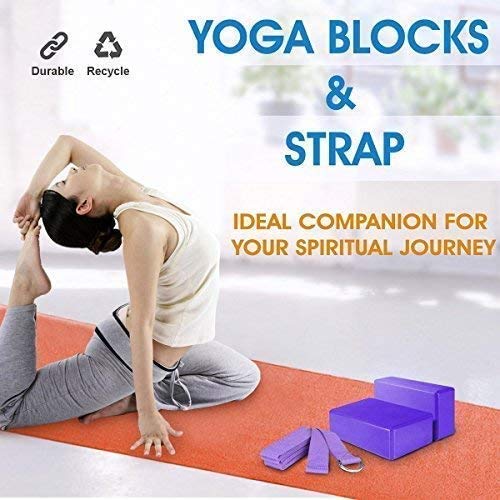 serveuttam High Density EVA Yoga Support Lightweight Odour Resistant and Moisture-Proof 2 Pc Blocks and Belt ( Purple ) - Image 3