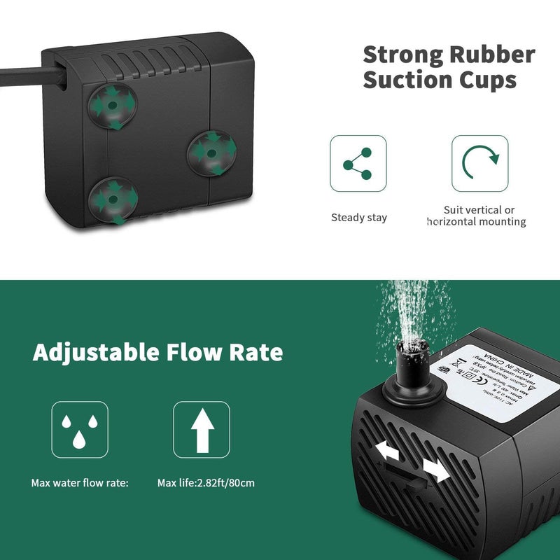 SENTROX Submersible Fountain Aquarium Pond Spare Replacement Water Pump with LED light | Mini Water Fountain Pump for Fountains & Aquarium/Fish Tank Water Pump (With LED- QTY -1) - Image 2
