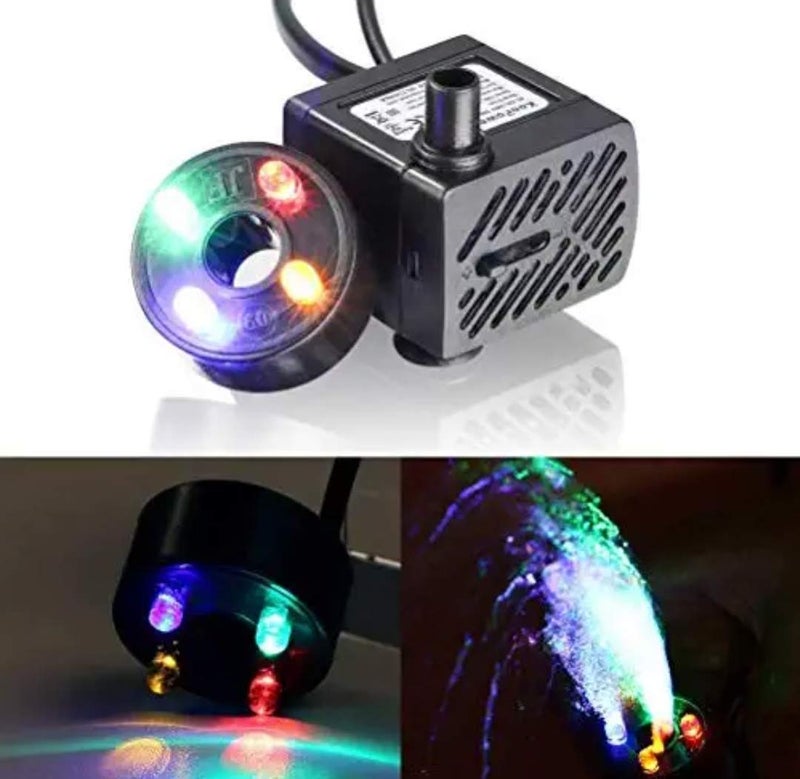 SENTROX Submersible Fountain Aquarium Pond Spare Replacement Water Pump with LED light | Mini Water Fountain Pump for Fountains & Aquarium/Fish Tank Water Pump (With LED- QTY -1) - Image 1