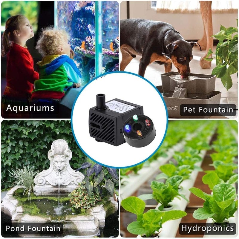 SENTROX Submersible Fountain Aquarium Pond Spare Replacement Water Pump with LED light | Mini Water Fountain Pump for Fountains & Aquarium/Fish Tank Water Pump (With LED- QTY -1) - Image 4