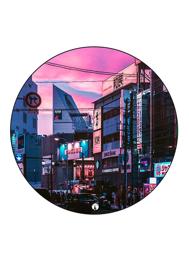 City Printed Mouse Pad Round  Multicolor