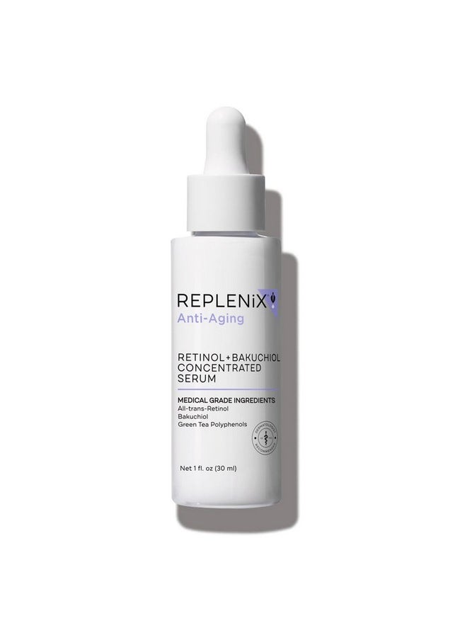 Replenix Antiaging Retinol + Bakuchiol Concentrated Face Serum Medicalgrade Facial Treatment For Mature Uneven Skin (1 Fl. Oz)  - Image 1