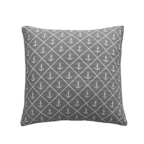 Levtex Home Levtex Home Provincetown Provincetown Quilted Euro Sham 26x26in No Insert  Grey and White  100 Cotton 