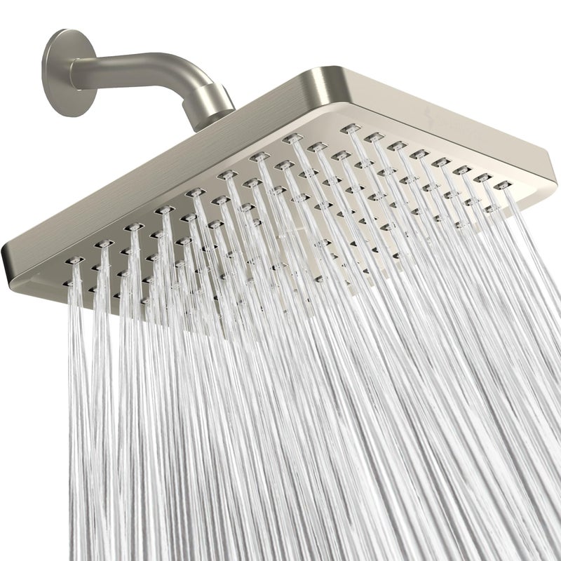 SparkPod Shower Head - High Pressure Rain - Premium Quality Luxury Design - Easy Clean Adjustable Replacement for Your Bathroom Shower Heads (Elegant Brushed Nickel, 8 Inch Square) - Image 1