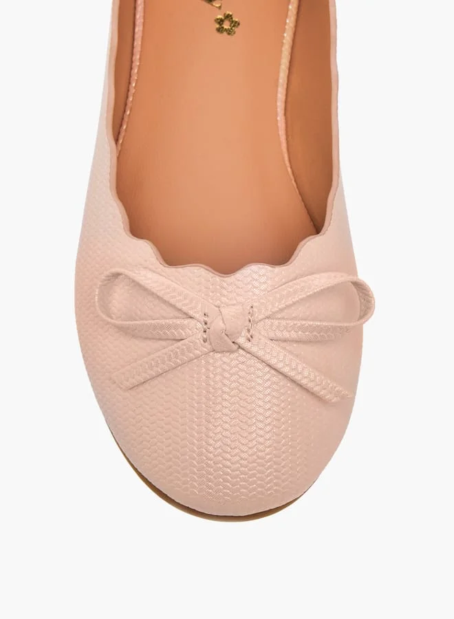 Little Missy Girls Bow Embellished Slip-On Ballerina Shoes