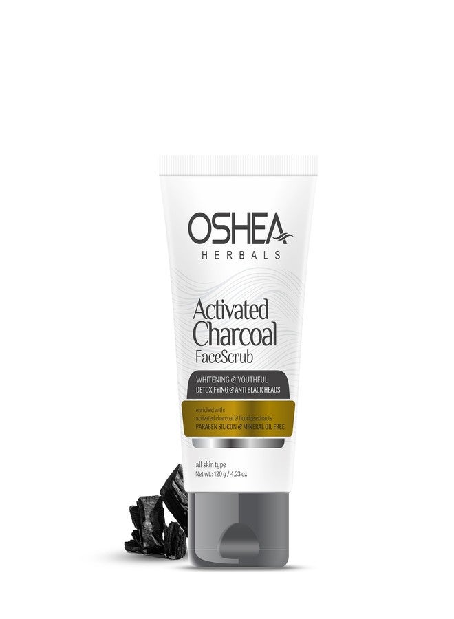 Oshea Herbals Activated Charcoal Face Scrub for All Skin Types | For Whitening, Youthful & Anti Black Heads | Enriched with Licorice Extracts | Paraben, Silicon & Mineral Oil Free - 120g - Image 1