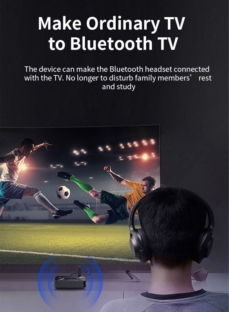 Bluetooth Audio Receiver Transmitter 5.0 with Low Latency, Dual Mode Wireless Adapter with External Antenna, LED Indicator, Auto Pairing, for TV, Car, Home Stereo, Computer and Amplifier - Image 2