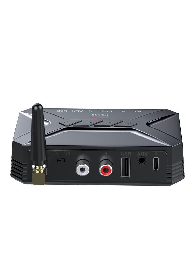 Bluetooth Audio Receiver Transmitter 5.0 with Low Latency, Dual Mode Wireless Adapter with External Antenna, LED Indicator, Auto Pairing, for TV, Car, Home Stereo, Computer and Amplifier - Image 1