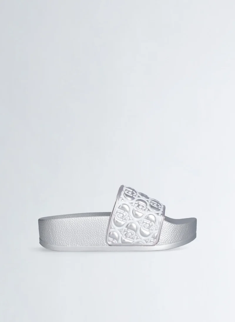 ليو جو صندل بكعب سميك بتأثير لامع