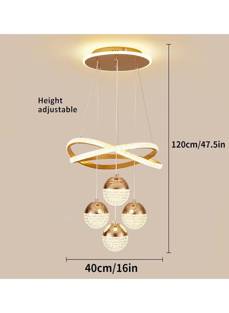 Modern Gold LED Chandeliers, 3-Color Dimmable Pendant Light for Kitchen Island, Dining Room, Living Room, Contemporary Hanging Ceiling Light, Adjustable Height, Perfect for Modern Home Decor. - Image 2
