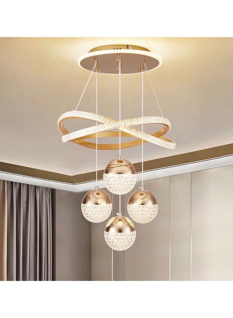 Modern Gold LED Chandeliers, 3-Color Dimmable Pendant Light for Kitchen Island, Dining Room, Living Room, Contemporary Hanging Ceiling Light, Adjustable Height, Perfect for Modern Home Decor. - Image 1