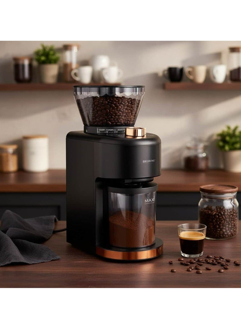 REBUNE Nebras Coffee Grinder 200W, 35 Grinding Levels, with 250g Coffee Bean Hopper Capacity and 130g Grinding Bowl Capacity - Image 4