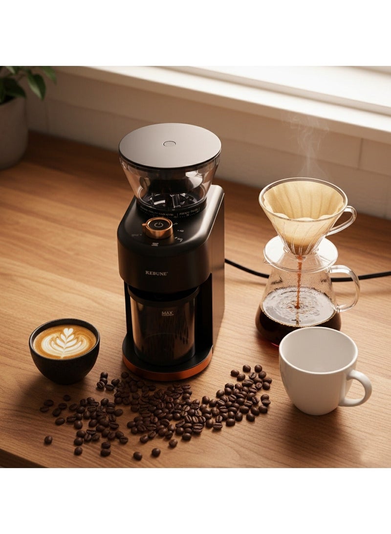 REBUNE Nebras Coffee Grinder 200W, 35 Grinding Levels, with 250g Coffee Bean Hopper Capacity and 130g Grinding Bowl Capacity - Image 3