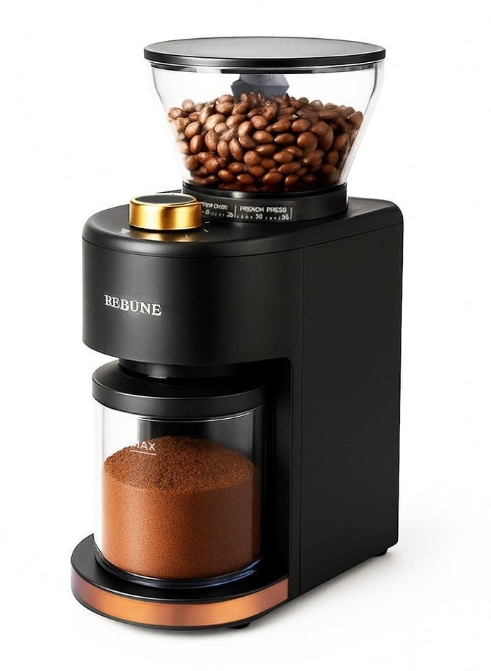 REBUNE Nebras Coffee Grinder 200W, 35 Grinding Levels, with 250g Coffee Bean Hopper Capacity and 130g Grinding Bowl Capacity - Image 2