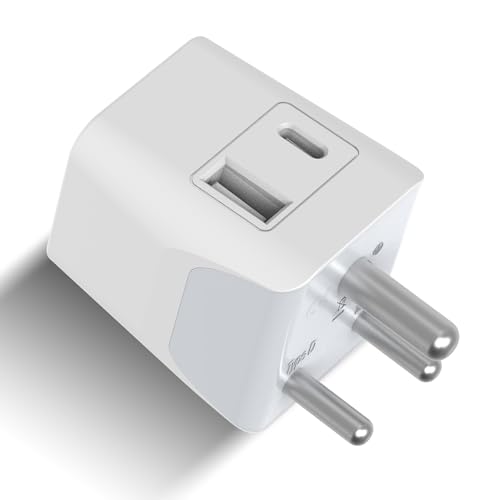Ceptics 3 in 1 Travel Adapter with USB C, Type D Multiple Plug Socket for Laptops, Phones - White - 1 Pack - Image 1