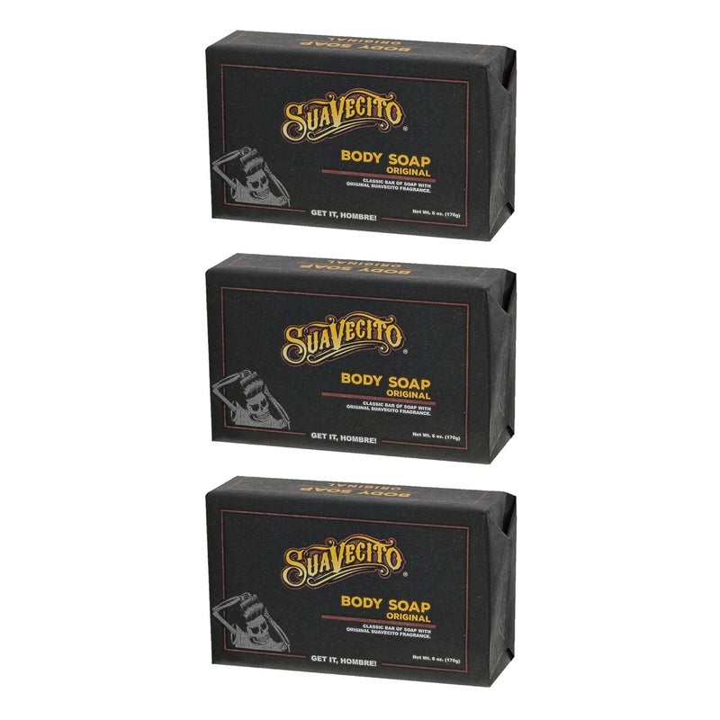 Suavecito Body  Hand Soap Bars Moisturizing With Masculine Original Fragrance 6 oz 3 Pack