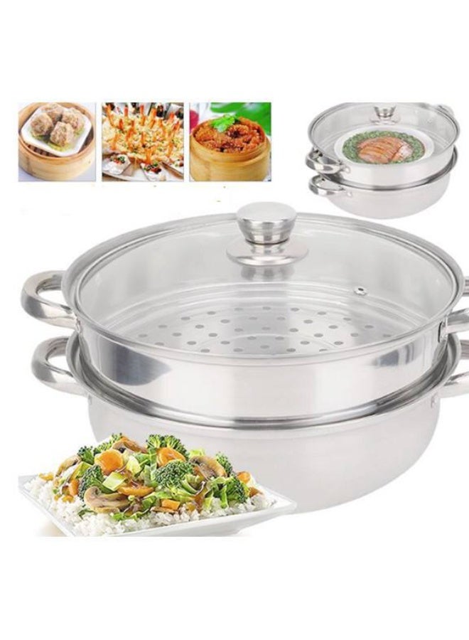 Stainless Steel Steamer Pot 2 Tier 28 Cm - Image 2