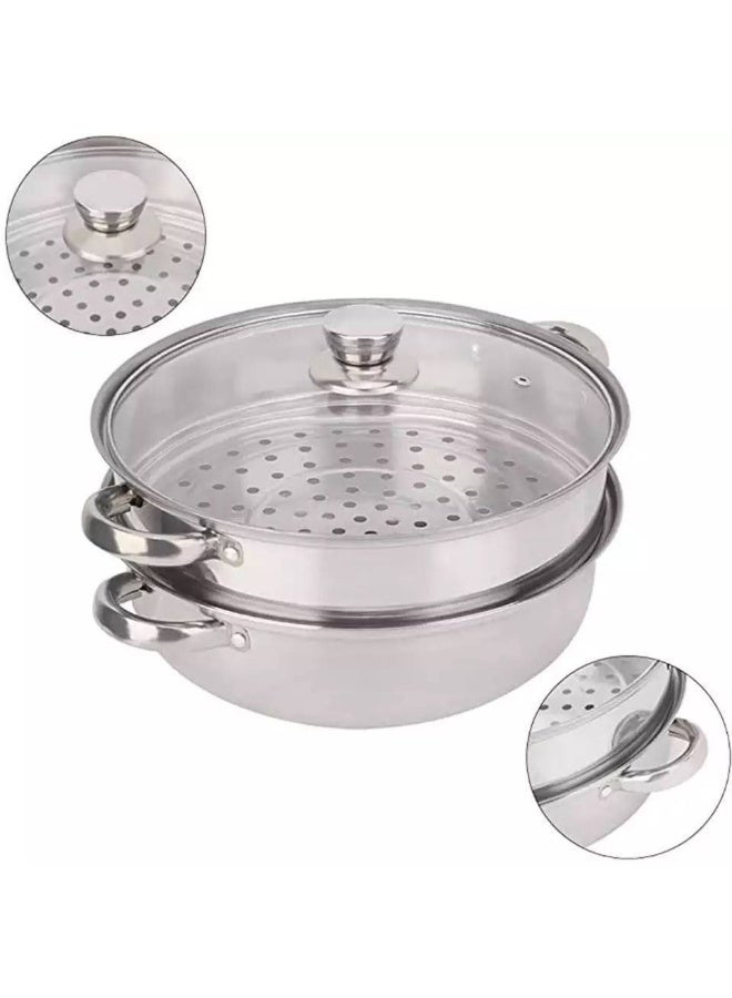 Stainless Steel Steamer Pot 2 Tier 28 Cm - Image 4