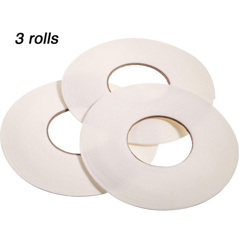 cheekyglo 3 Rolls Double Sided Foam Tape PE Roll Foam Tape Double Faced Sponge Adhesive Mounting Tape (White, 1/8 Inch by 50 Feet) White 1/8 Inch by 50 Feet - Image 2
