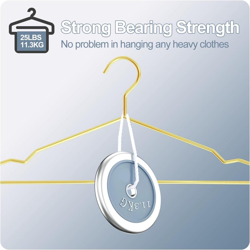 SPECILITE Metal Hangers 60 Pack Heavy Duty, Strong Wire Clothes Hangers with Notches, Space Saving Hangers Bulk for Standard Size Coats, Shirts, Suits, Pants -Gold - Image 2
