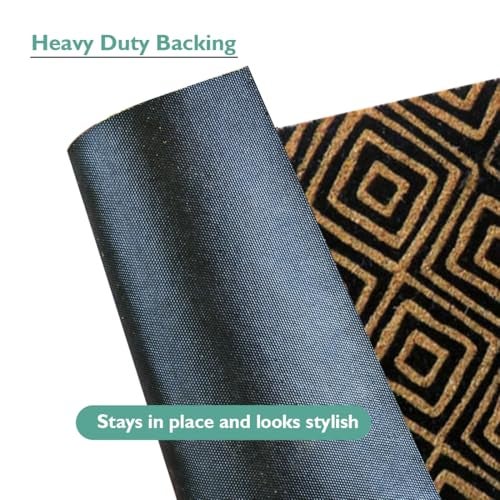 ATMAH Diamond Weave Design Coir Door Mat Runner 120 x 40 cm | Anti Slip PVC Backing | Dirt Trapper | Indoor & Covered Outdoor Entrance Mat - Image 3