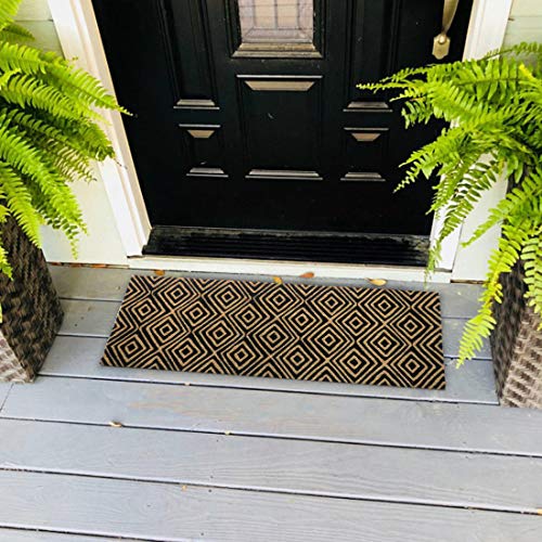ATMAH Diamond Weave Design Coir Door Mat Runner 120 x 40 cm | Anti Slip PVC Backing | Dirt Trapper | Indoor & Covered Outdoor Entrance Mat - Image 1