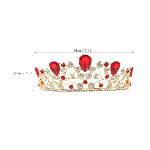 Frcolor Red Crystal Crown,Baroque Crown Bridal Wedding Rhinestone Tiara Hair Accessories for Women Girls - Image 5