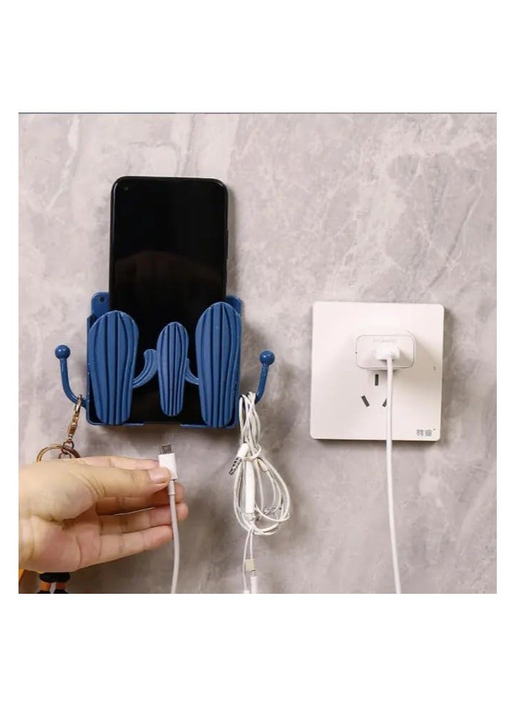 Generic Wall Mounted Phone Plug Holder With Storage Hooks Home Sundries Organizer Adhesive Remote Control Brackets Racks  - Image 2