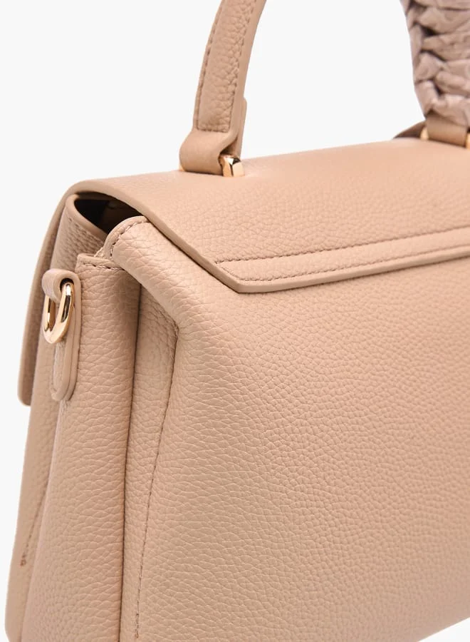 Flora Bella By Shoexpress Womens Textured Satchel Bag With Twist Lock Closure And Scarf Detail