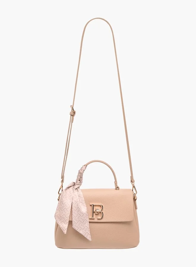 Flora Bella By Shoexpress Womens Textured Satchel Bag With Twist Lock Closure And Scarf Detail
