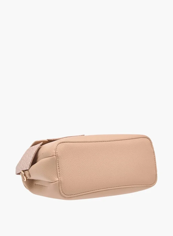 Flora Bella By Shoexpress Womens Textured Satchel Bag With Twist Lock Closure And Scarf Detail