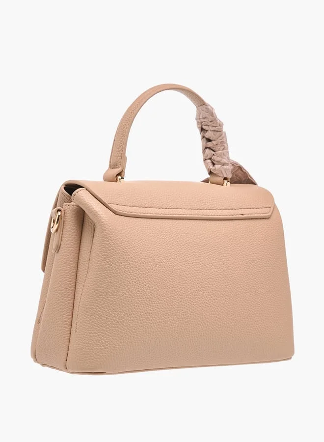 Flora Bella By Shoexpress Womens Textured Satchel Bag With Twist Lock Closure And Scarf Detail