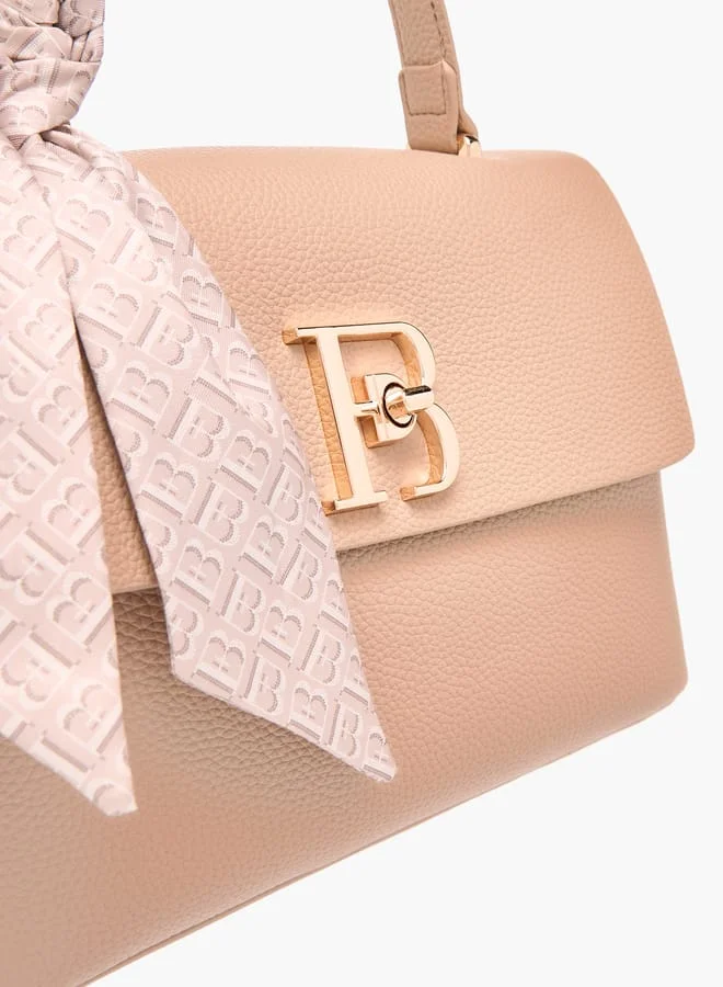 Flora Bella By Shoexpress Womens Textured Satchel Bag With Twist Lock Closure And Scarf Detail