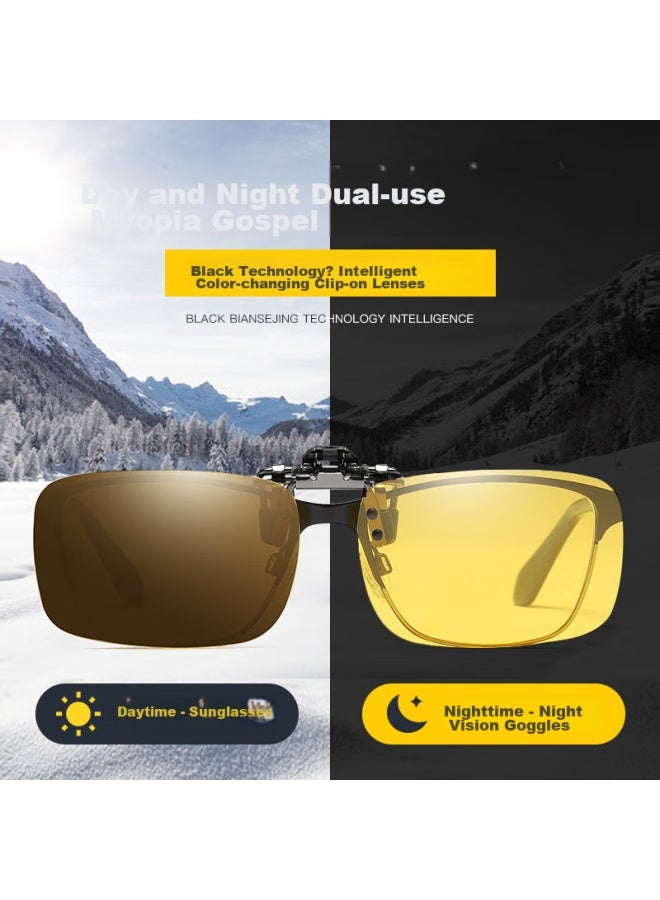 Lovedru Lafudru Night Vision Clip-on, Photochromic Polarized Myopia Gl Clip, Brightening And Sharpening, Reducing Glare, Day And Night Use, Anti-glare - Image 1