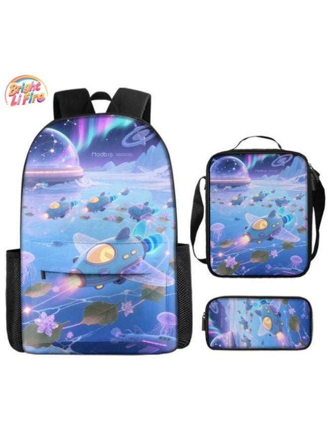 واضح من النار حقيبة ظهر + حقيبة يد + حقيبة قرطاسية | هدية موسم العودة إلى المدرسة / عطلة | مجموعة حقيبة كرتونية من ثلاث قطع، سهلة التعامل مع المناسبات المختلفة (الطلاب والأطفال ونزهات الأصدقاء وتسلق الجبال والمدرسة وما إلى ذلك) - 10 - Image 1
