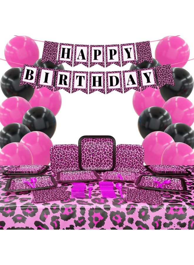 Blue Orchards Pink Leopard Deluxe Party Supplies Packs (123 Pieces For 16 Guests) Pink Leopard Party Decorations Pink Birthday Cheetah Birthday Cheetah Party Two Wild Birthday For Girls Blue Orchards - Image 1