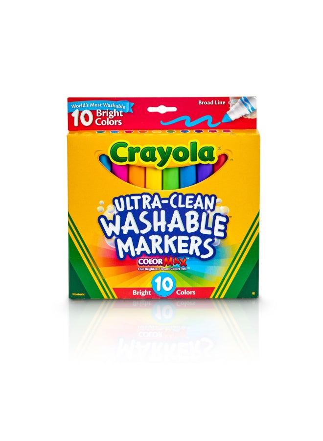 Crayola 10 Count Ultra-Clean Washable Bright, Broad Line, Color Max Markers - Image 2