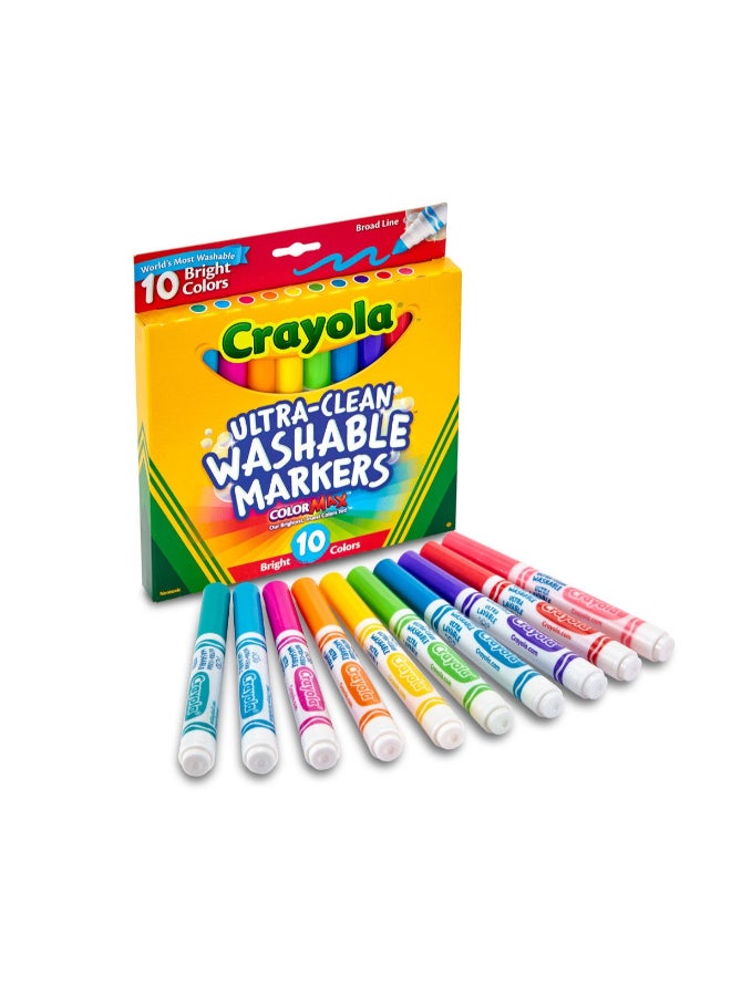 Crayola 10 Count Ultra-Clean Washable Bright, Broad Line, Color Max Markers - Image 1