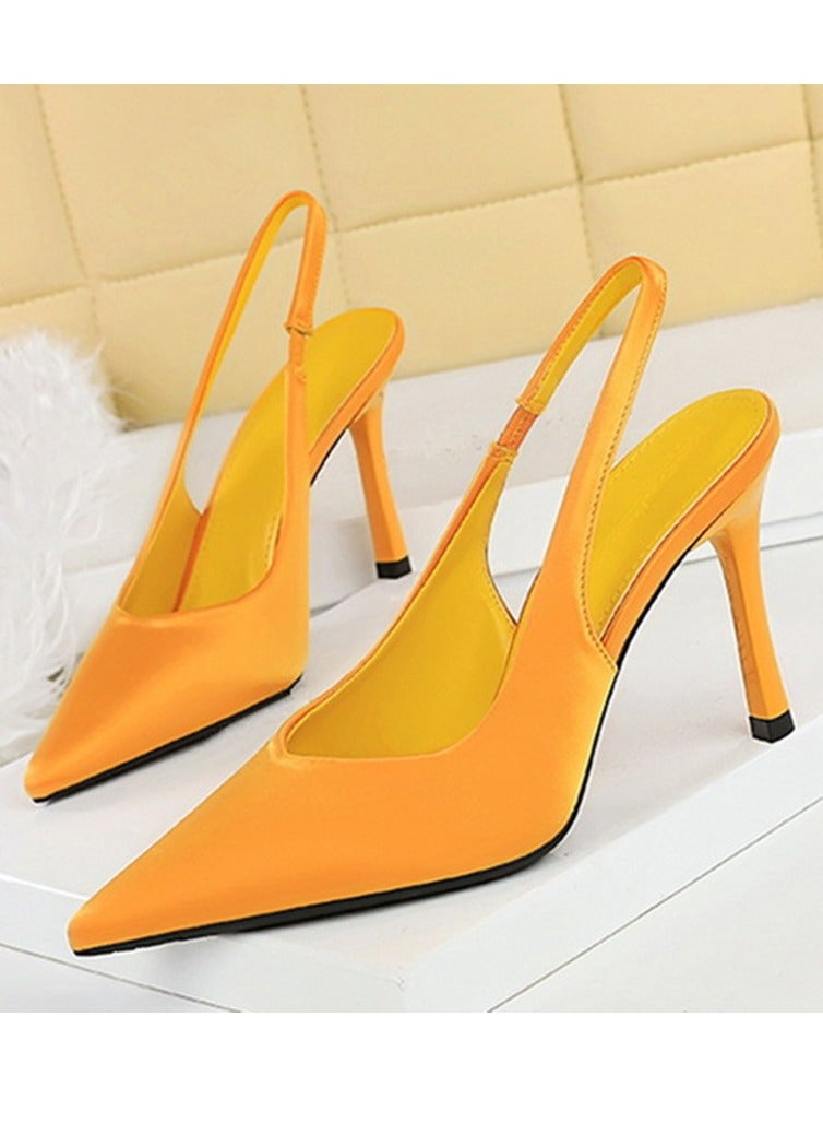 بيج تري المرأة مغلقة أشارت إصبع القدم كعب عالي مع أحزمة الكاحل ساندال مضخات لون الخزج 9.5CM - Image 1