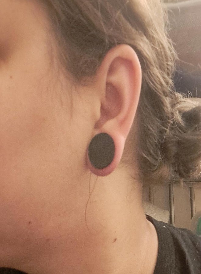 Ocptiy 25mm Black Silicone Gauges Tunnels Plugs for Ears Stretching Kit Platic Rubber Ear Soft Tunnels Plugs for Ear Double Flare Gauges Size 25 mm Piercing Jewerly Women Men 1 inch - Image 4