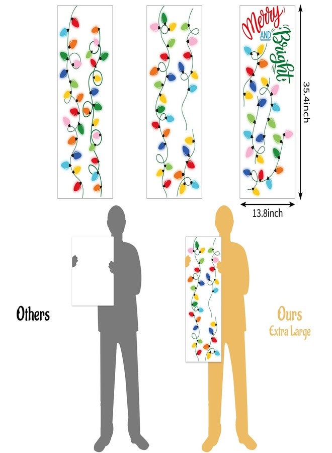 وولاين ملصقات نوافذ عيد الميلاد كبيرة الحجم من والين، مقاس 13.8 × 35.4 بوصة، ملصقات نوافذ ملونة على شكل مصابيح كهربائية، ملصقات زجاجية مزدوجة الجوانب لتزيين المنزل والفصول الدراسية والمكاتب والحفلات في فصل الشتاء وعيد الميلاد، 3 أوراق - Image 5