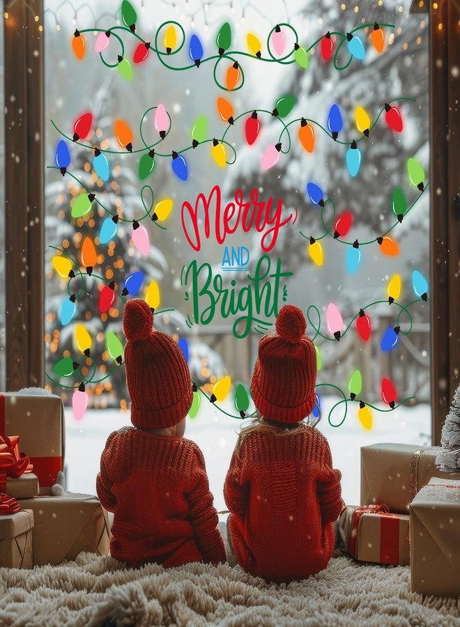 وولاين ملصقات نوافذ عيد الميلاد كبيرة الحجم من والين، مقاس 13.8 × 35.4 بوصة، ملصقات نوافذ ملونة على شكل مصابيح كهربائية، ملصقات زجاجية مزدوجة الجوانب لتزيين المنزل والفصول الدراسية والمكاتب والحفلات في فصل الشتاء وعيد الميلاد، 3 أوراق - Image 4