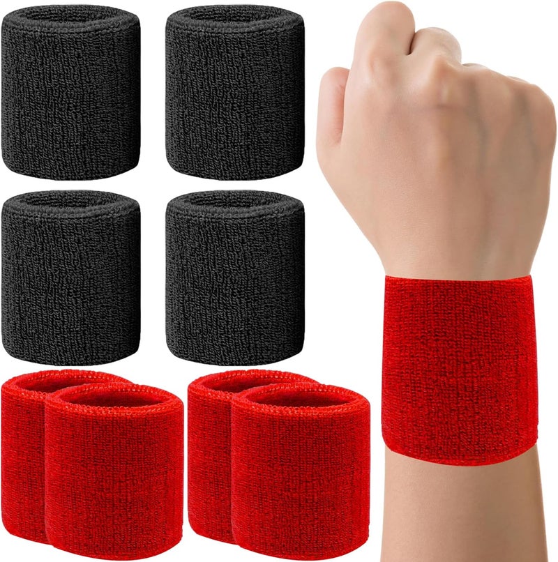 IMAGERIO 8 Pack Wrist Sweatbands Tennis Wrist Bands Absorbent Sweat Band for Men and Women, Breathable Cotton Sweatbands for Working Out, Football, Basketball, Running Athletic Sports - Image 1