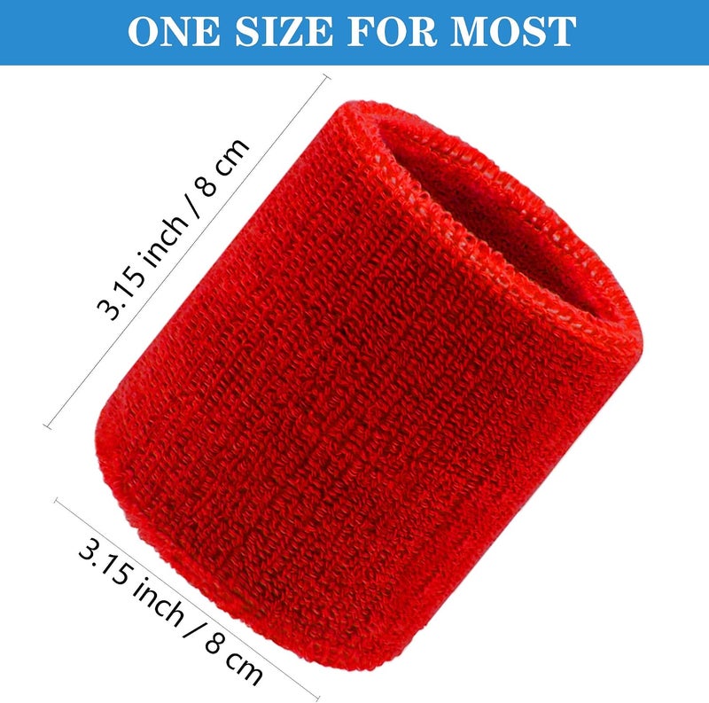 IMAGERIO 8 Pack Wrist Sweatbands Tennis Wrist Bands Absorbent Sweat Band for Men and Women, Breathable Cotton Sweatbands for Working Out, Football, Basketball, Running Athletic Sports - Image 2