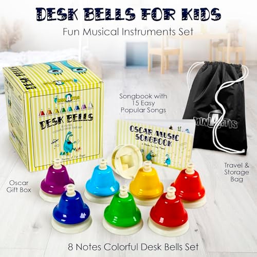 MINIARTIS Desk Bells for Kids Educational Music Toys for Toddlers 8 Notes Colorful Hand Bells Set Kids Musical Instrument with 15 Songbook Great Birthday Gift for Children - Image 5