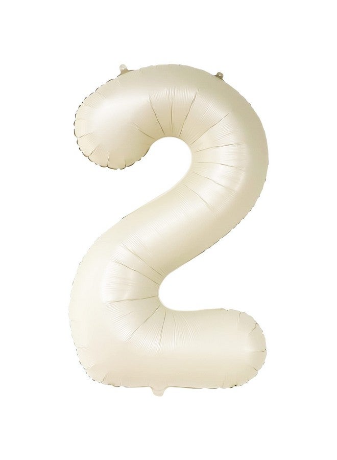 KATCHON Giant Cream White 2 Balloon Number 40 Inch ; 2 Birthday Balloon Decor ; 2Nd Birthday Decorations For Party ; Cream Number 2 Balloon ; 2 Year Old Balloon For 2Nd Birthday Party Supplies - Image 2