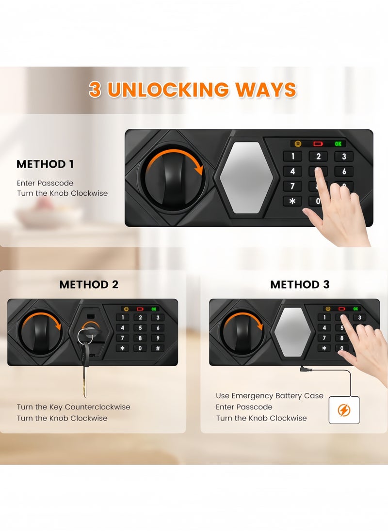 GGEROU 4.0 Cub Large Safe Box for Home Use, Heavy Duty Home Safes Water and Fireproof with Spare Keys and Alarm System, Anti-Theft Fire Proof Safe for Home Office  - Image 4