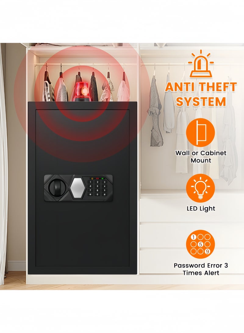 4.0 Cub Large Safe Box for Home Use, Heavy Duty Home Safes Water and Fireproof with Spare Keys and Alarm System, Anti-Theft Fire Proof Safe for Home Office