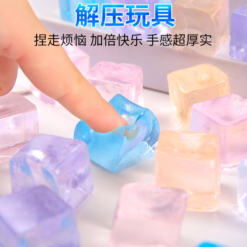 Children's Creative Simulation Ice Cube Shape Squishy Slow Rebound Ice Cube Toy Sticky Fun Small Toy Desktop  Decoration - Image 2