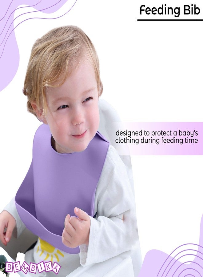 Bembika Baby Feeding Essential Baby Dinner Set Silicone Tableware Set for Baby Infant Training Eating Utensils � (Pack of 4)(Purple) - Image 2